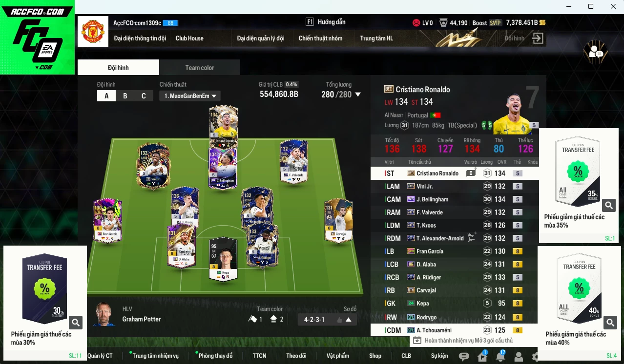 [ACC Rẻ🔥] Real Madrid 554.860b có CR7 BLD, Bellingham WB, Vini 24TS, Arnold 25TY, Rudiger 25TY, Valverde 24TY, Kroos 24TY, Alaba HG, Carvajal RTN... Còn nhiều CP GIẢM THUẾ, HLV Xịn